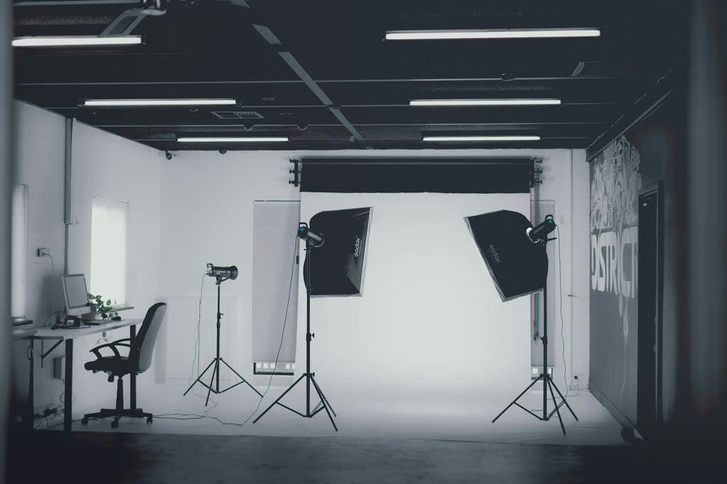 Photography studio with lighting